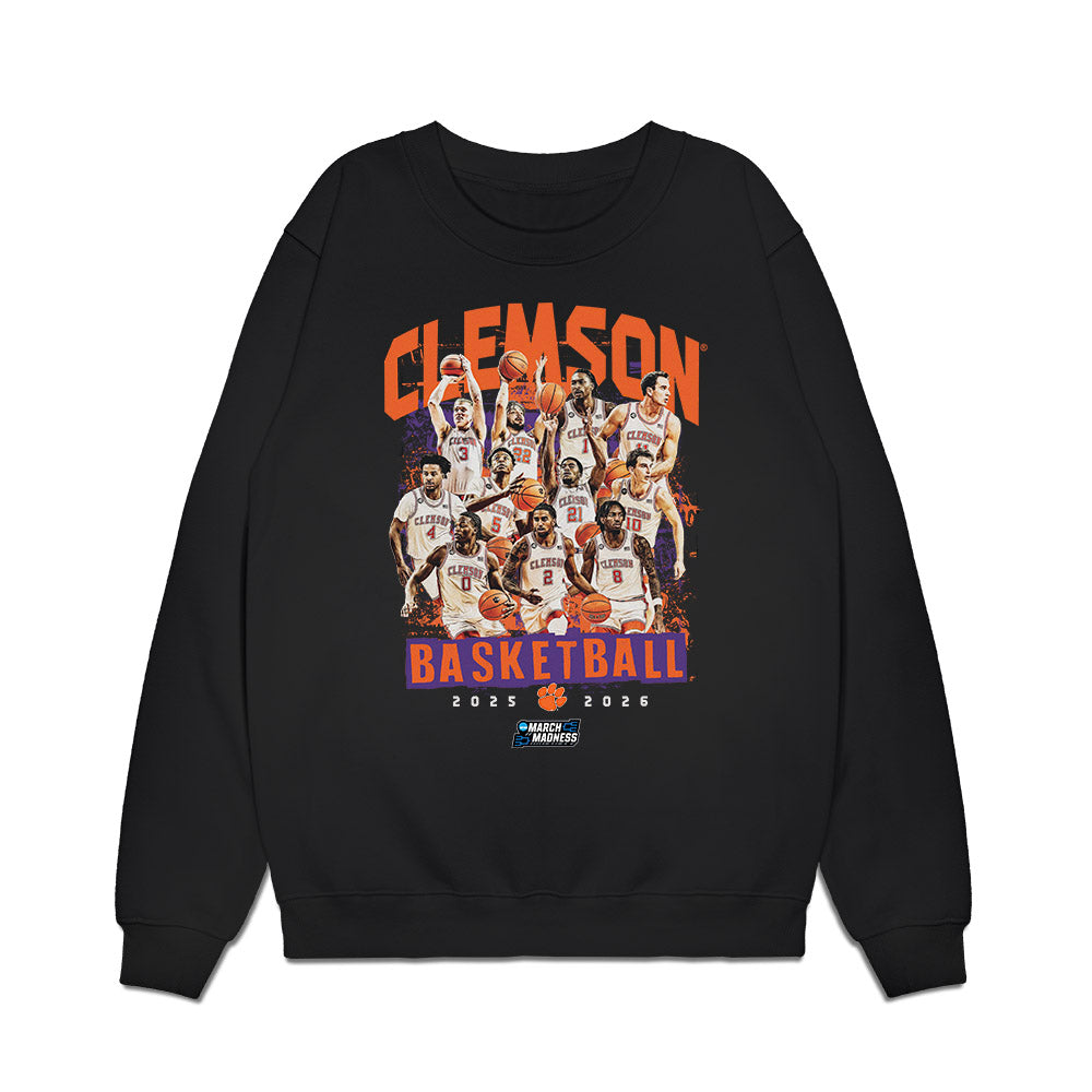 Clemson - NCAA Men's Basketball : NCAA® March Madness® 2026 Team Collage Premium Crewneck Sweatshirt-0