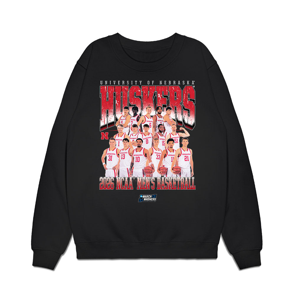 Nebraska - NCAA Men's Basketball : - Team Collage NCAA® March Madness® 2026 Premium Crewneck Sweatshirt-0