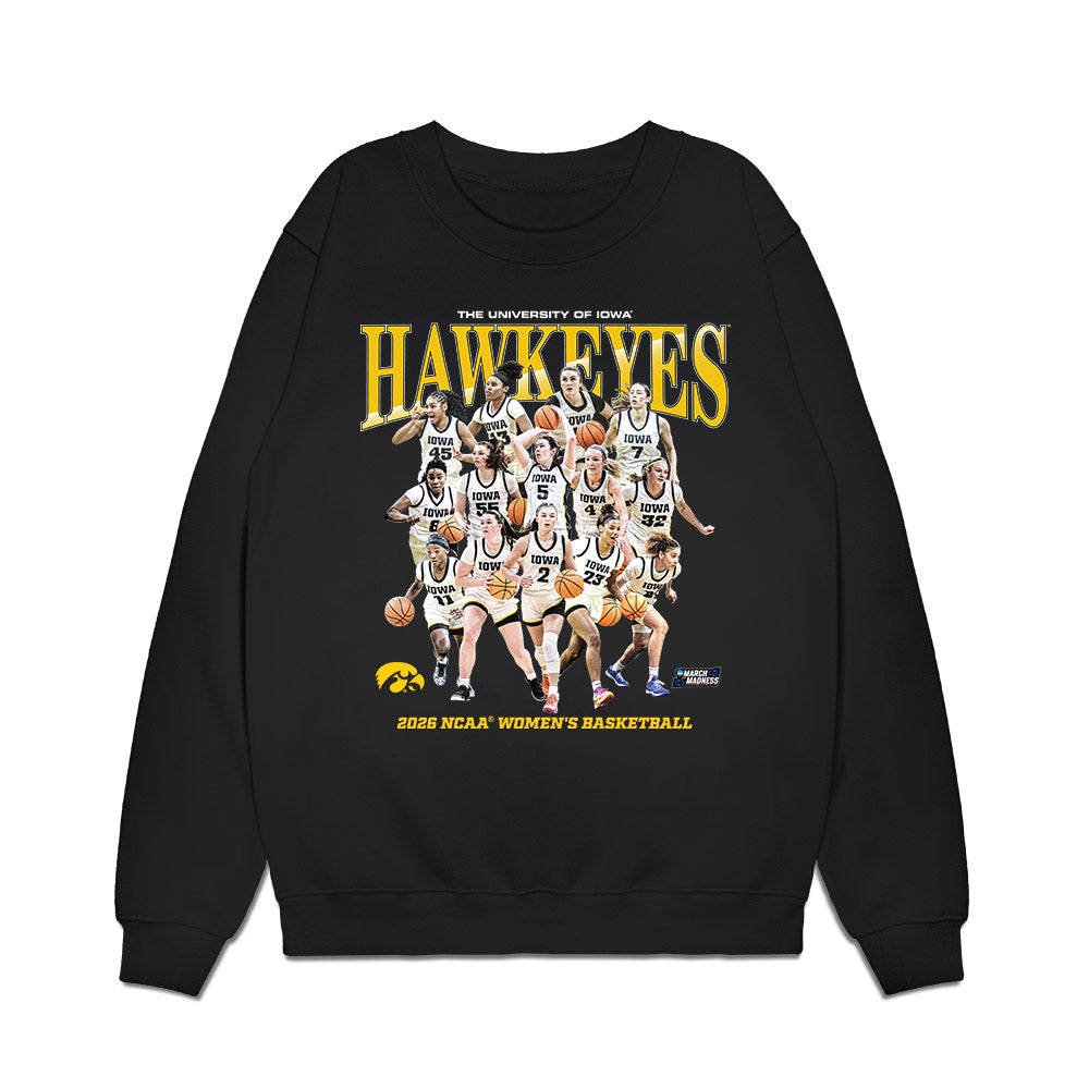 Iowa - NCAA Women's Basketball : - NCAA® March Madness® 2026 Team Collage Premium Crewneck Sweatshirt-0