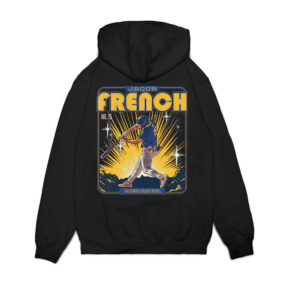 UC Berkeley - NCAA Baseball : Jacob French - Card Inspired Premium Hooded Sweatshirt-1