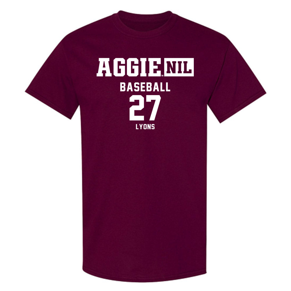 Texas A&M - NCAA Baseball : Gavin Lyons - Aggies NIL Classic Shersey T-Shirt-0