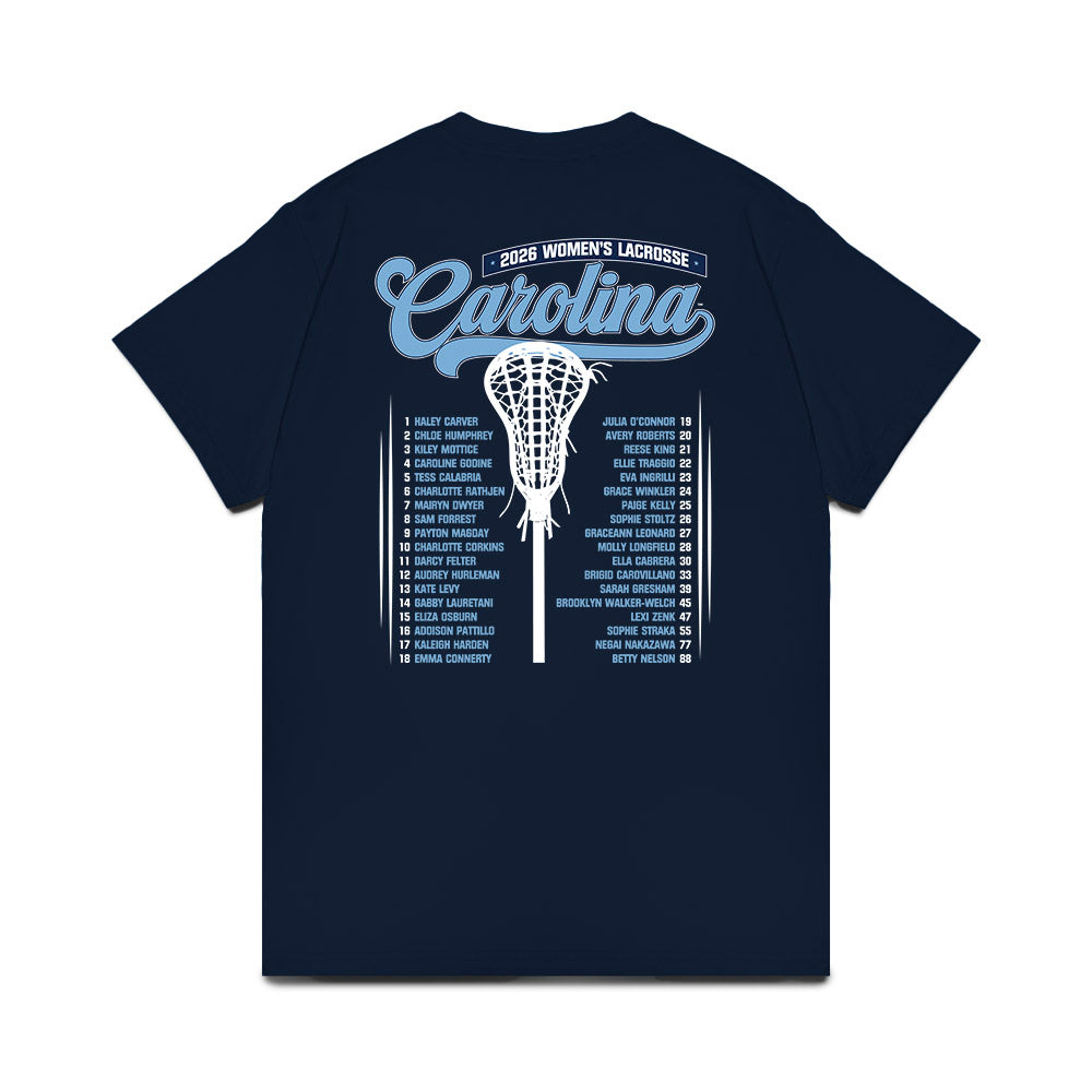 UNC - NCAA Womens Lacrosse - Team Roster Comfort Colors T-Shirt-1