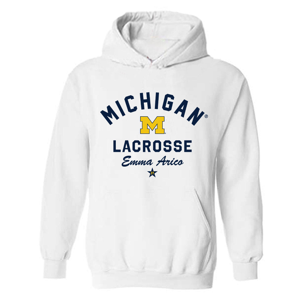 Michigan - NCAA Women's Lacrosse : Emma Arico - Classic Shersey Hooded Sweatshirt-0