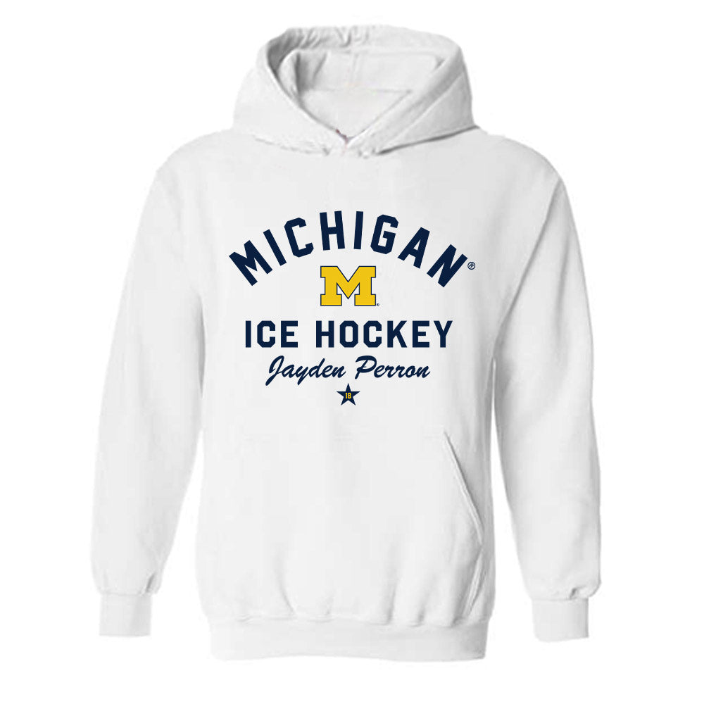 Michigan - NCAA Men's Ice Hockey : Jayden Perron - Classic Shersey Hooded Sweatshirt-0