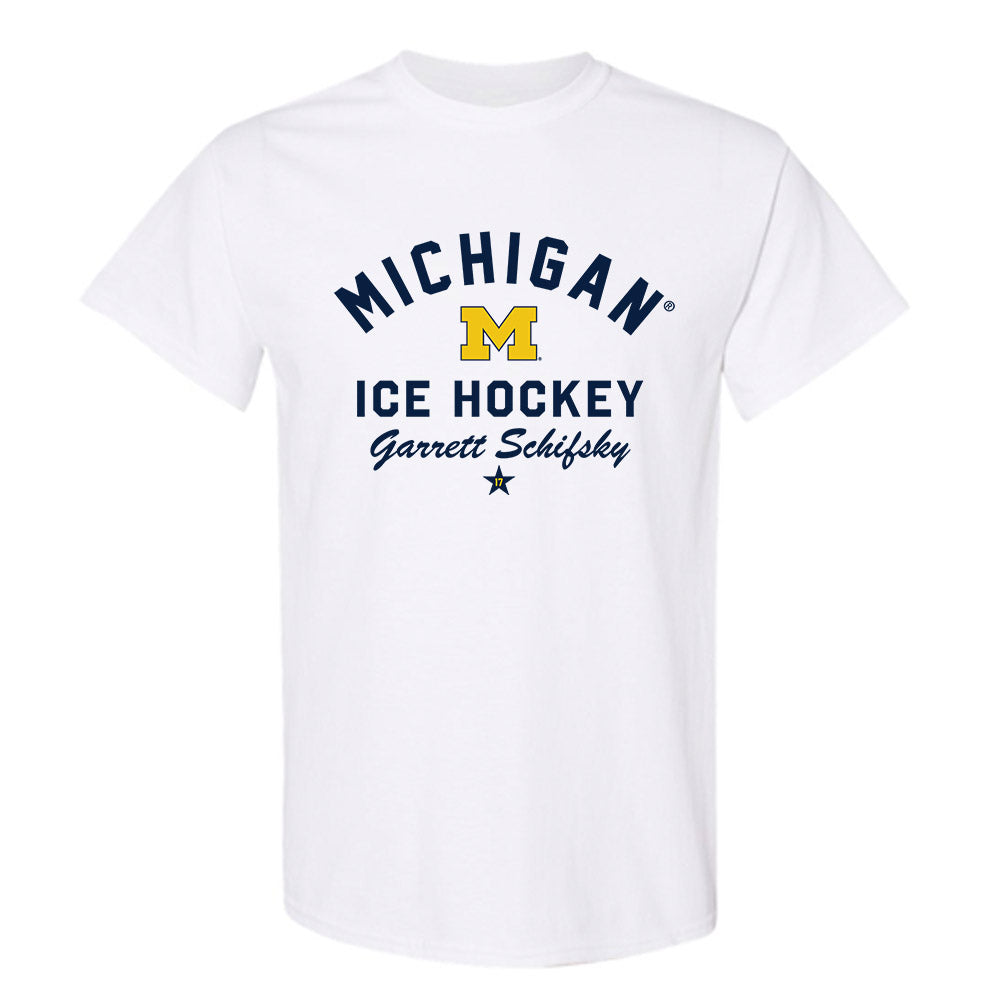 Michigan - NCAA Men's Ice Hockey : Garrett Schifsky - Classic Shersey T-Shirt-0