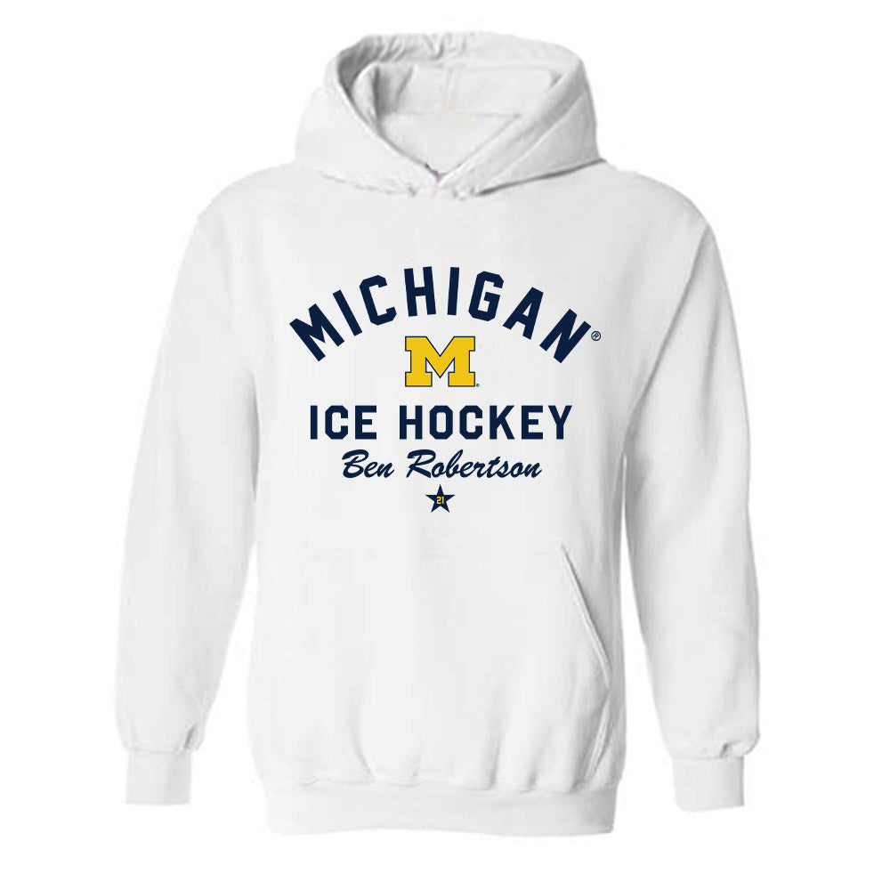 Michigan - NCAA Men's Ice Hockey : Ben Robertson - Classic Shersey Hooded Sweatshirt-0