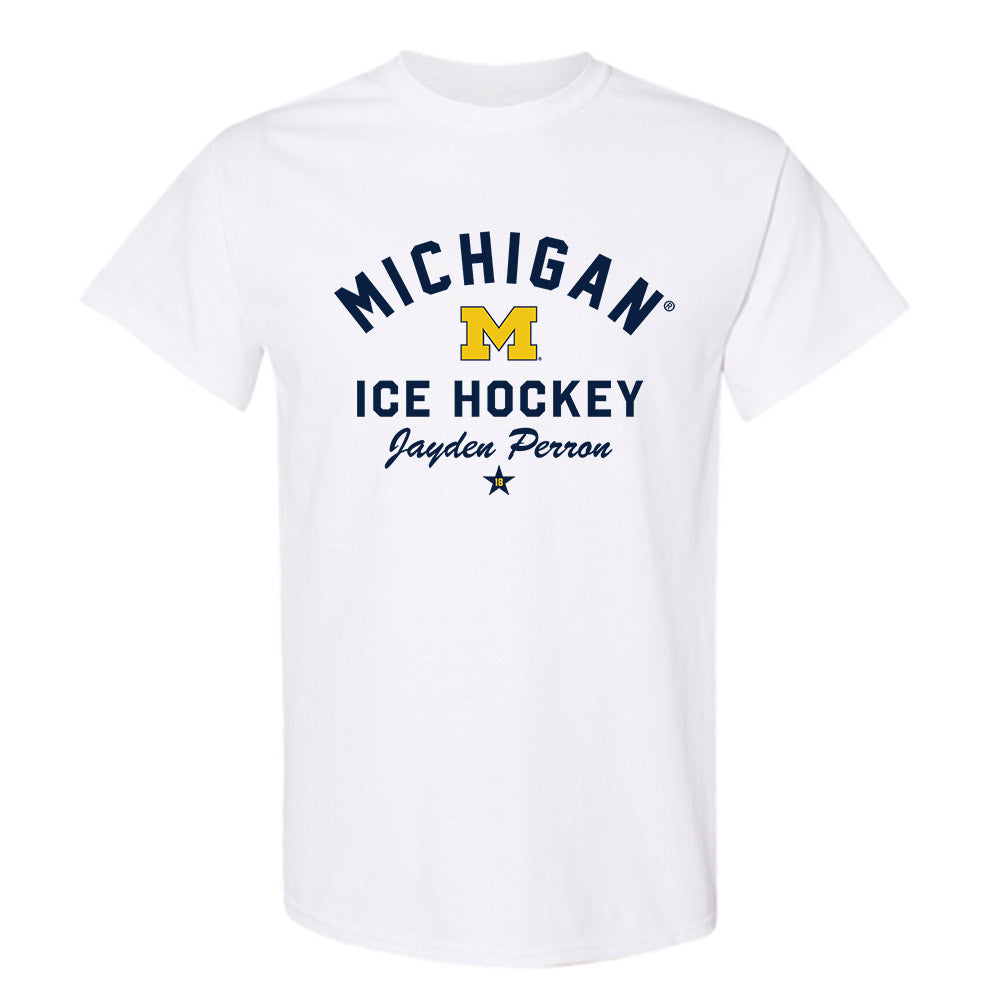 Michigan - NCAA Men's Ice Hockey : Jayden Perron - Classic Shersey T-Shirt-0