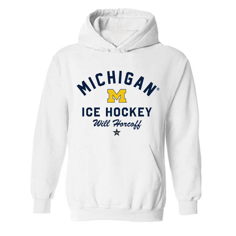 Michigan - NCAA Men's Ice Hockey : Will Horcoff - Classic Shersey Hooded Sweatshirt-0