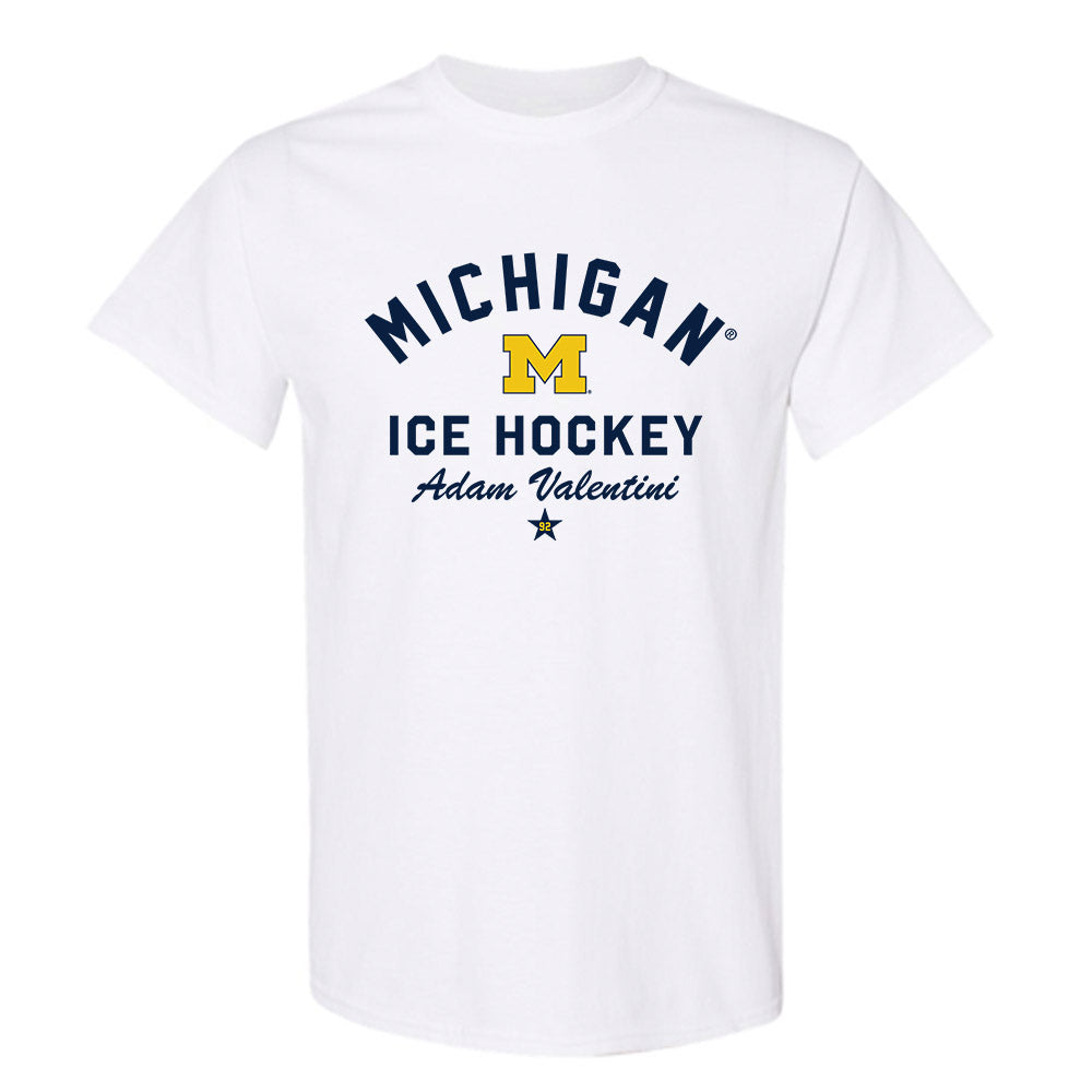 Michigan - NCAA Men's Ice Hockey : Adam Valentini - Classic Shersey T-Shirt-0