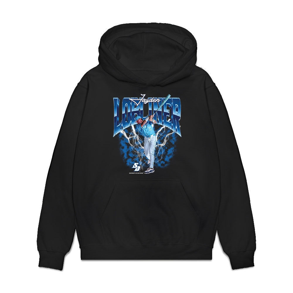 San Diego - NCAA Baseball : Jayden Lobliner - Collage Premium Hooded Sweatshirt-0