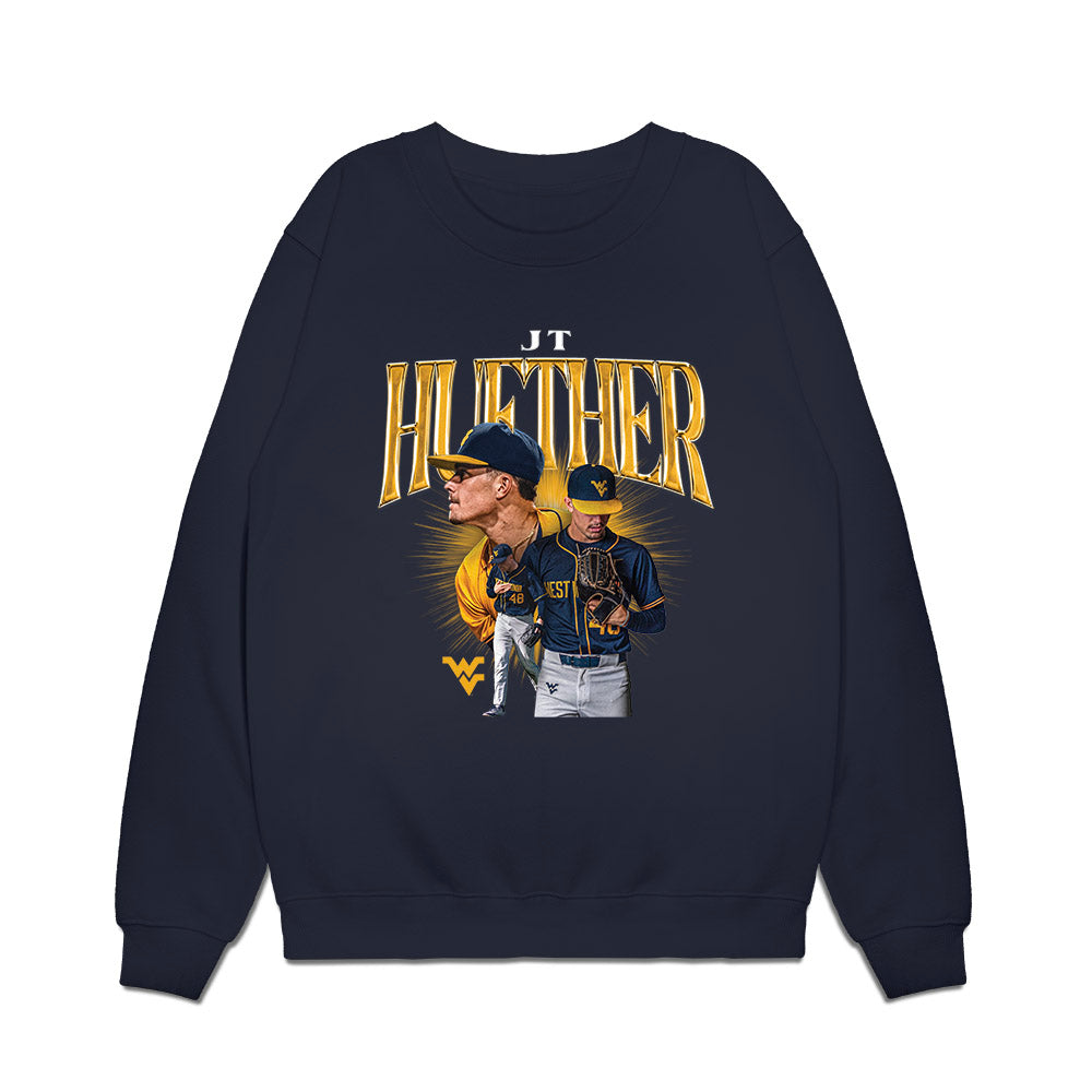 West Virginia - NCAA Baseball : JT Huether - Collage Premium Crewneck Sweatshirt-0