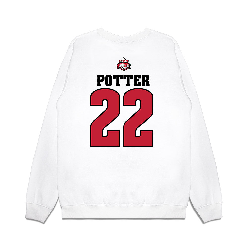 Wisconsin - NCAA Women's Ice Hockey : Laney Potter - 2026 National Champions Premium Crewneck Sweatshirt-1