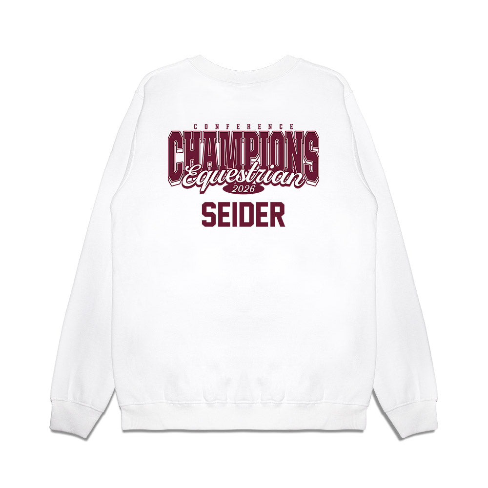 Texas A&M - NCAA Equestrian : Lila Seider - Conference Champions Premium Crewneck Sweatshirt-1
