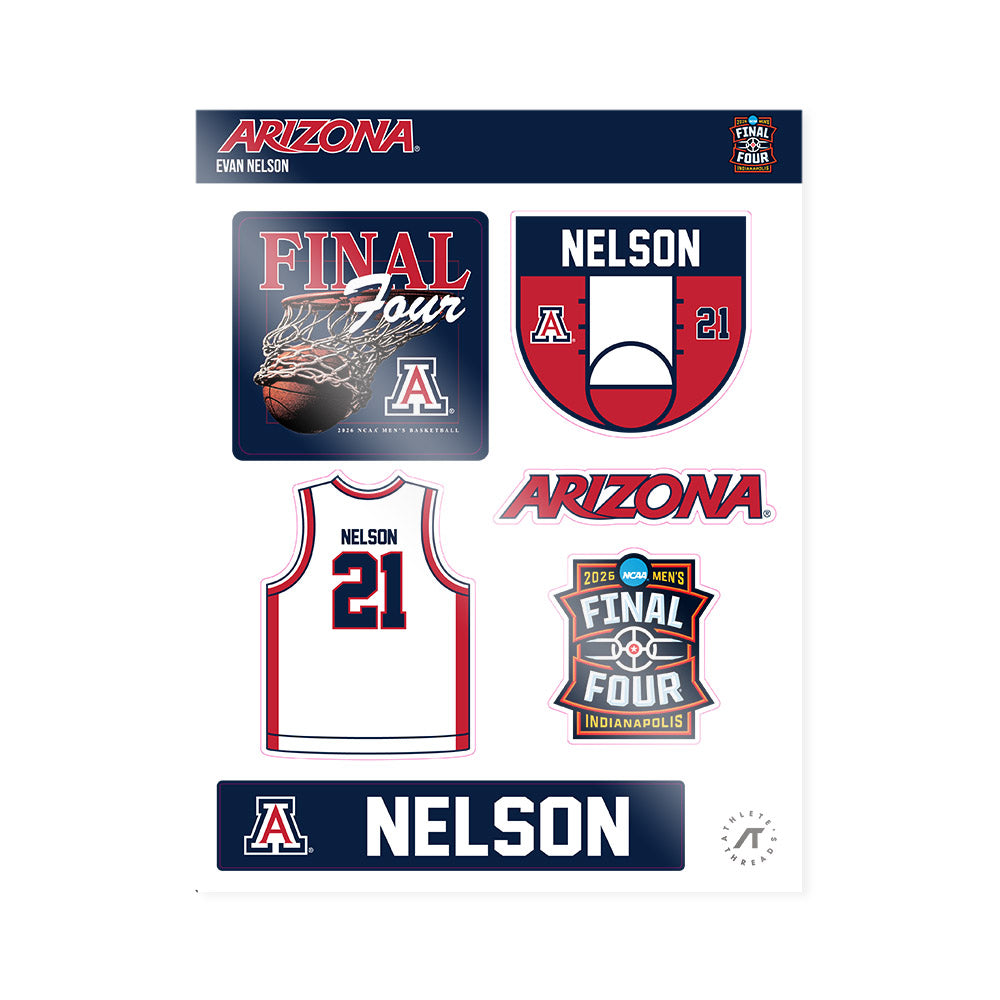 Arizona - NCAA Men's Basketball : Evan Nelson - Final Four NCAA® March Madness® 2026 Sticker Sheet-0