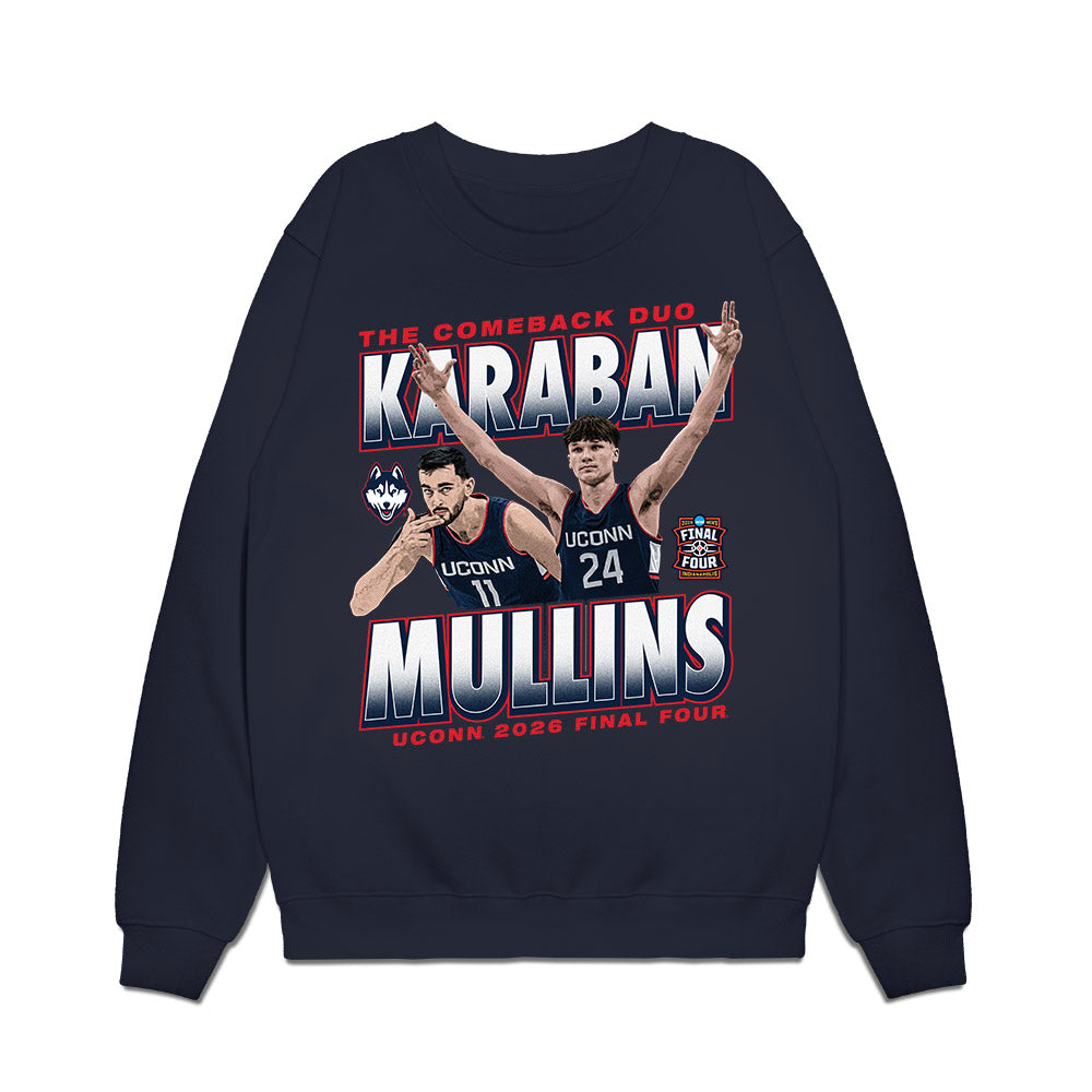 UConn - NCAA Mens Basketball : Braylon Mullins & Alex Karaban - The Comback Duo Premium Crewneck Sweatshirt-0