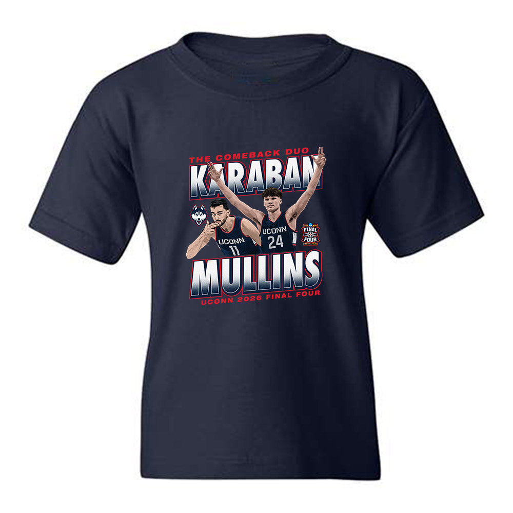 UConn - NCAA Mens Basketball : Braylon Mullins & Alex Karaban - The Comback Duo Youth T-Shirt-0