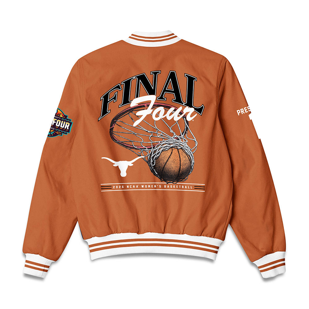 Texas - NCAA Women's Basketball : Bryanna Preston - Final Four NCAA® March Madness® 2026 Bomber Jacket-1