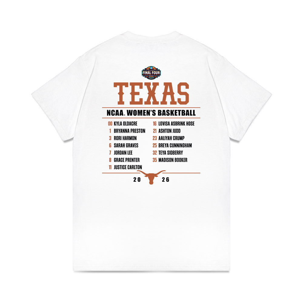Texas - NCAA Womens Basketball - Final Four® NCAA® March Madness® 2026 Roster List Comfort Colors T-Shirt-1