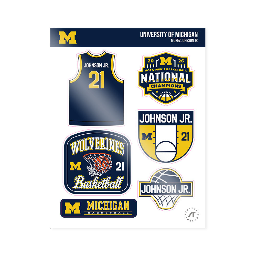 Michigan - NCAA Men's Basketball : Morez Johnson Jr. - National Champions NCAA® March Madness® 2026 Sticker Sheet-0