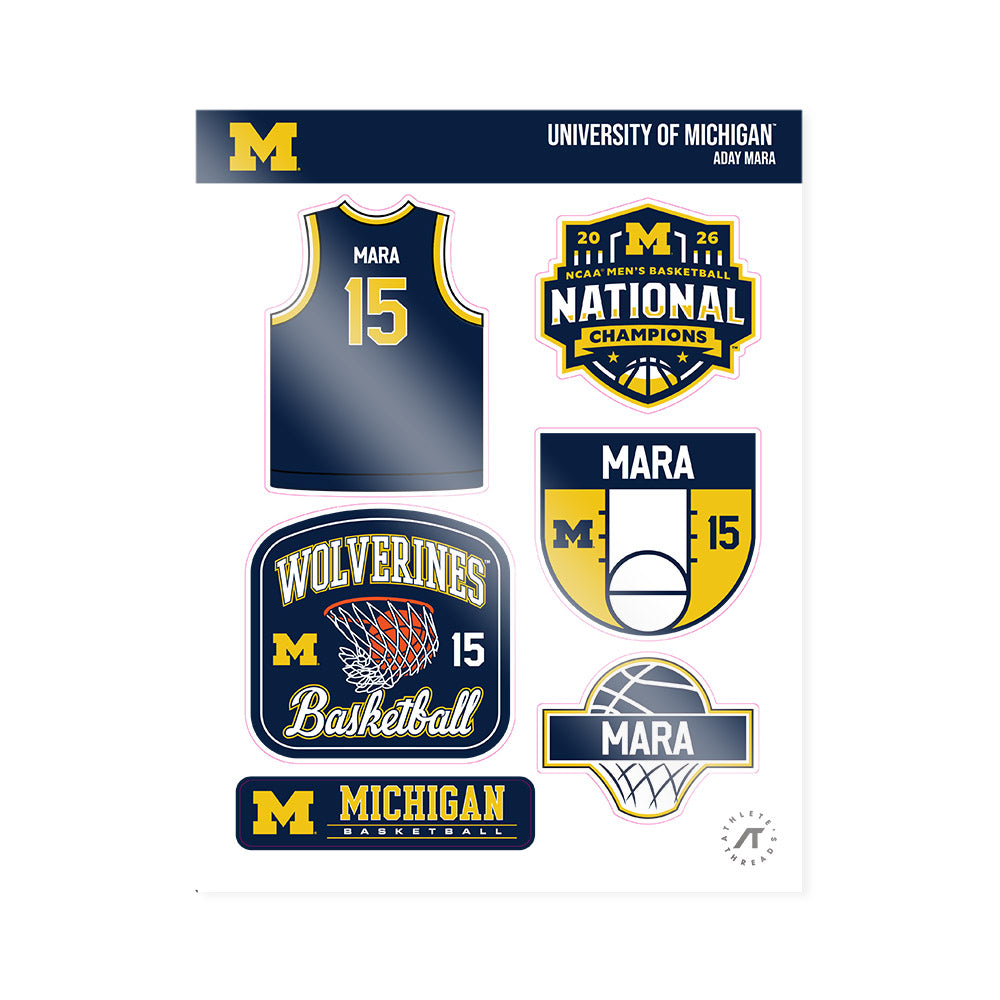 Michigan - NCAA Men's Basketball : Aday Mara - National Champions NCAA® March Madness® 2026 Sticker Sheet-0