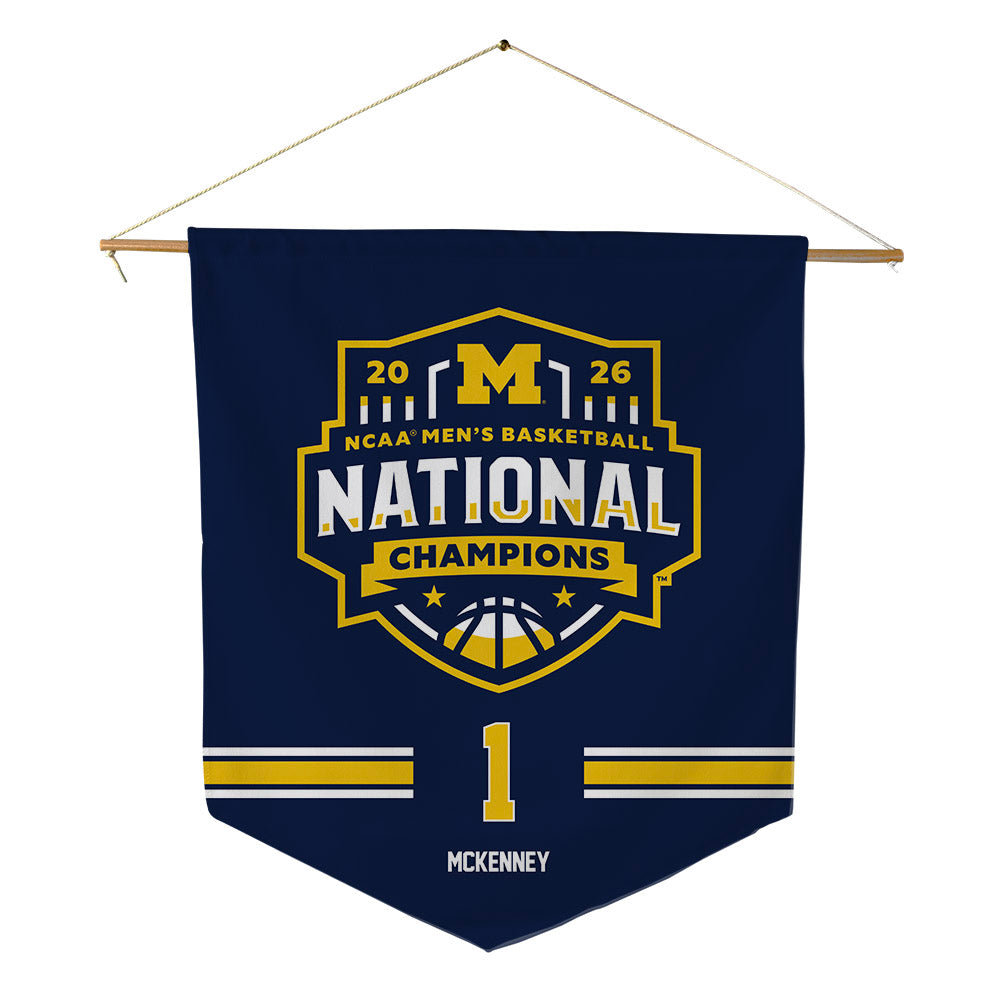 Michigan - NCAA Men's Basketball : Trey McKenney - National Champions NCAA® March Madness® 2026 Pennant - 18" x 21"-0