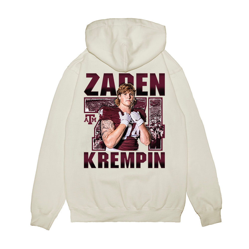 Texas A&M - NCAA Football : Zaden Krempin - Collage Premium Hooded Sweatshirt-1
