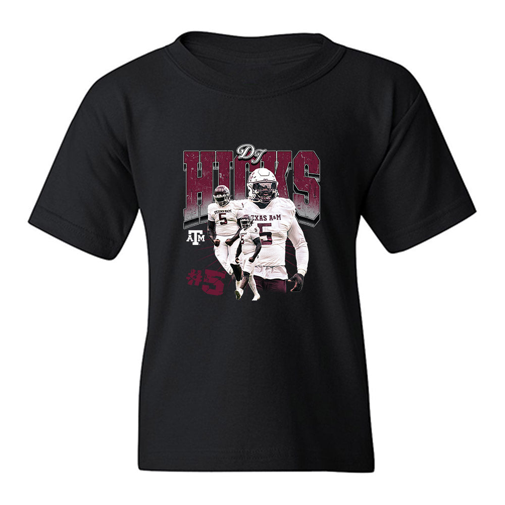 Texas A&M - NCAA Football : DJ Hicks - Collage Youth T-Shirt-0