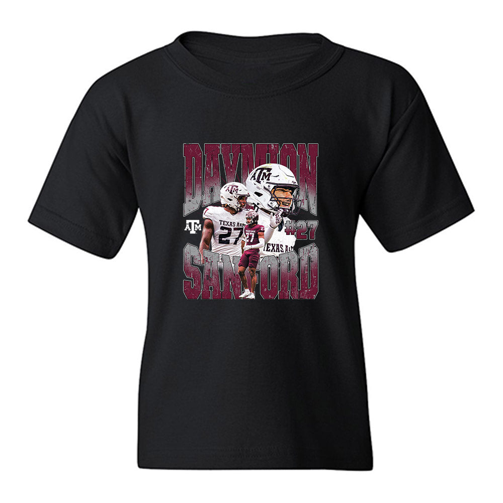 Texas A&M - NCAA Football : Daymion Sanford - Collage Youth T-Shirt-0