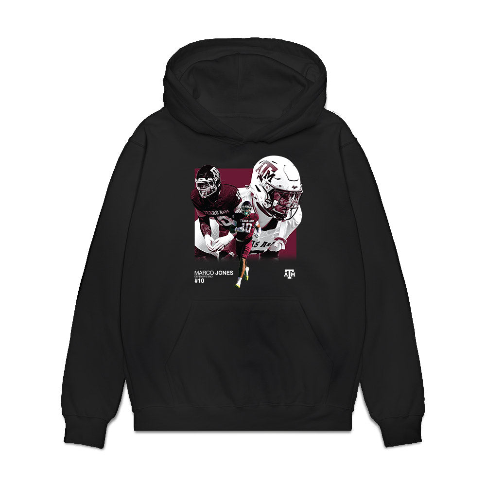 Texas A&M - NCAA Football : Marco Jones - Collage Premium Hooded Sweatshirt-0