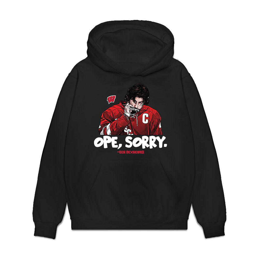 Wisconsin - NCAA Men's Ice Hockey : Ben Dexheimer - Graphic Tee Premium Hooded Sweatshirt-0