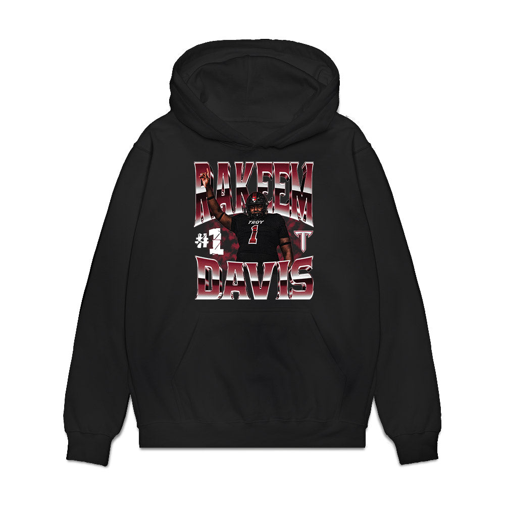 Troy - NCAA Football : RaKeem Davis - Premium Hooded Sweatshirt-0