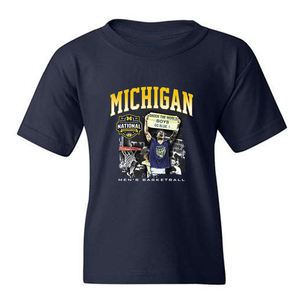 Michigan - NCAA Men's Basketball : National Champions NCAA® March Madness® Shock the World Youth T-Shirt-0