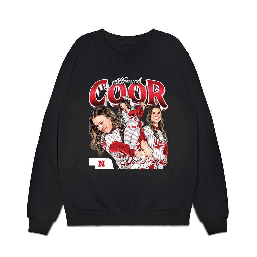 Nebraska - NCAA Softball : Hannah Coor - Collage Premium Crewneck Sweatshirt-0