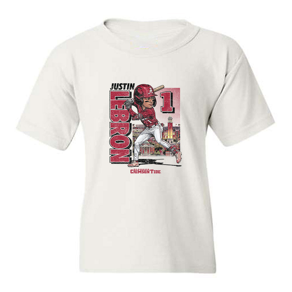 Alabama - NCAA Baseball : Justin Lebron - Caricature Youth T-Shirt-0