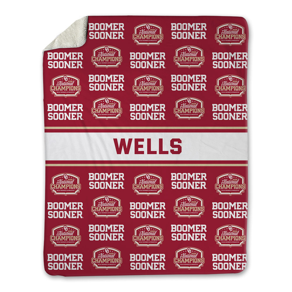 Oklahoma - NCAA Women's Gymnastics : Keira Wells - National Champions Blanket-0