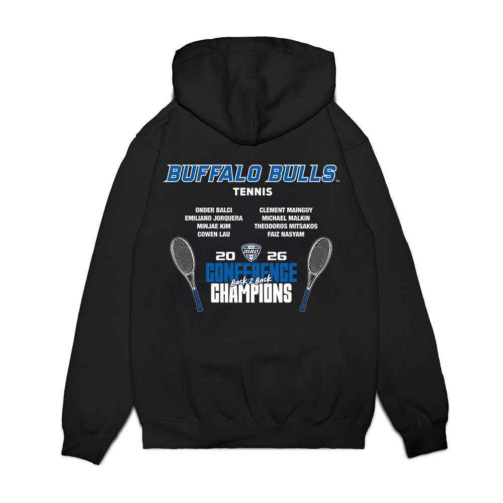 Buffalo - NCAA Men's Tennis : Conference Champs Roster List Premium Hooded Sweatshirt-1