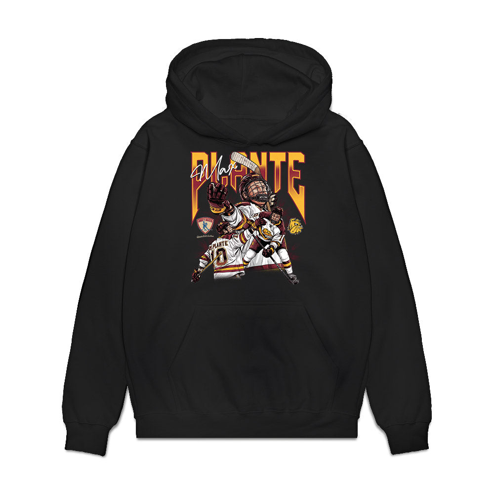 UMN Duluth - NCAA Men's Ice Hockey : Max Plante - Caricature Premium Hooded Sweatshirt-0