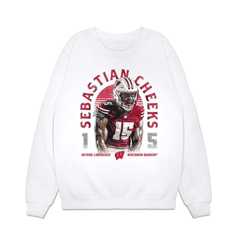 Wisconsin - NCAA Football : Sebastian Cheeks - Collage Premium Crewneck Sweatshirt-0