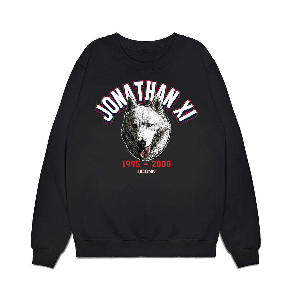 UConn - Huskies Mascot : Jonathan XI - Caricature Premium Crewneck Sweatshirt-0