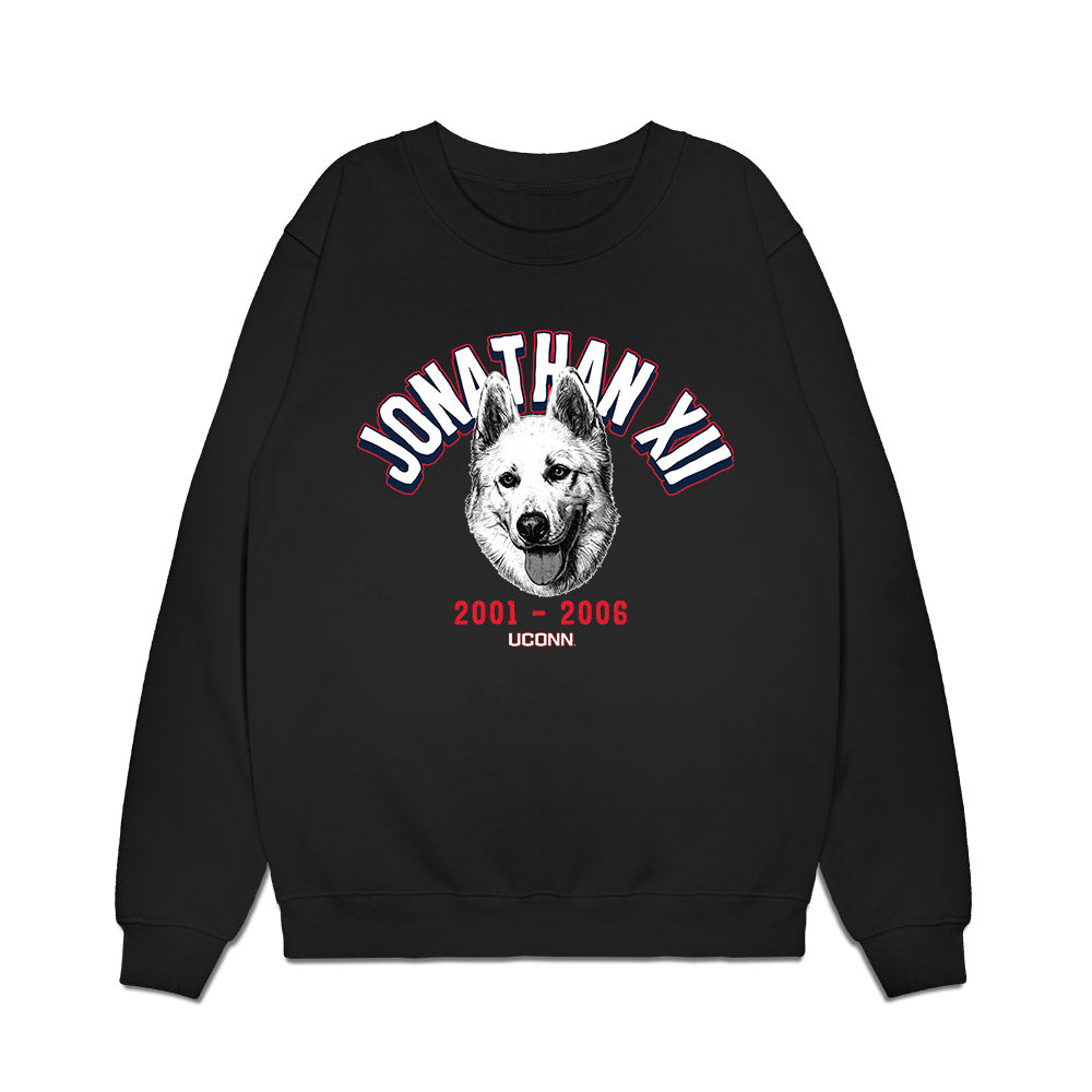 UConn - Huskies Mascot : Jonathan XII - Caricature Premium Crewneck Sweatshirt-0