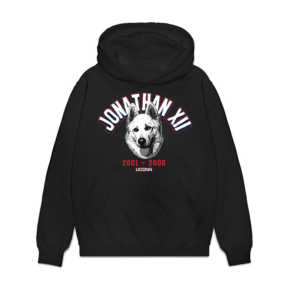 UConn - Huskies Mascot : Jonathan XII - Caricature Premium Hooded Sweatshirt-0