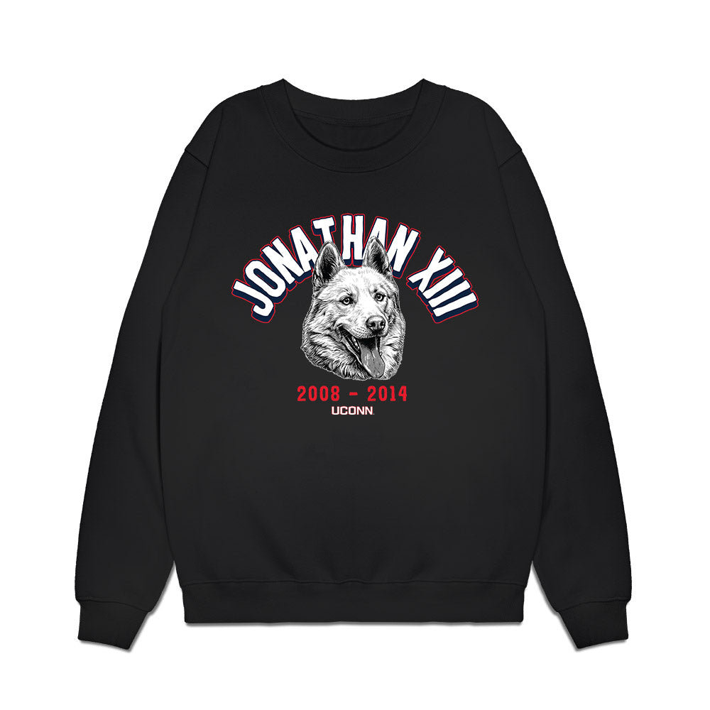 UConn - Huskies Mascot : Jonathan XIII - Caricature Premium Crewneck Sweatshirt-0