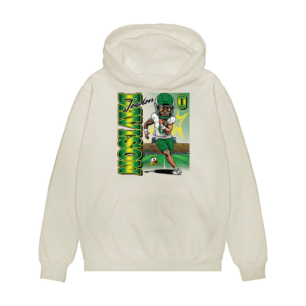 Oregon - NCAA Football : Jordon Davison - Caricature Premium Hooded Sweatshirt-0