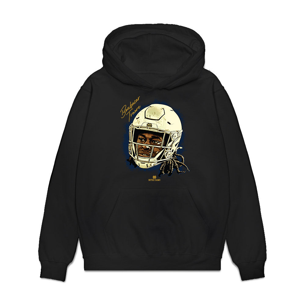 Notre Dame - NCAA Football : Boubacar Traore - Game Face Premium Hooded Sweatshirt-0