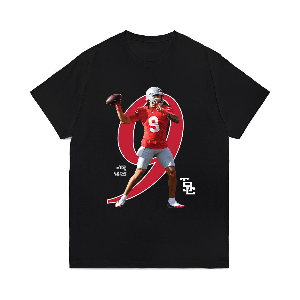 Ohio State - NCAA Football : Tavien St. Clair - Graphic Comfort Colors T-Shirt-0
