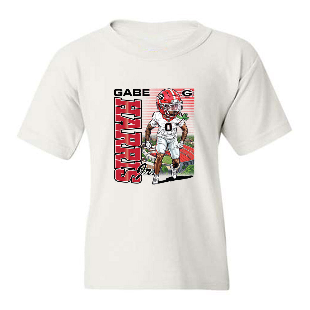 Georgia - NCAA Football : Gabe Harris Jr. - Caricature Youth T-Shirt-0