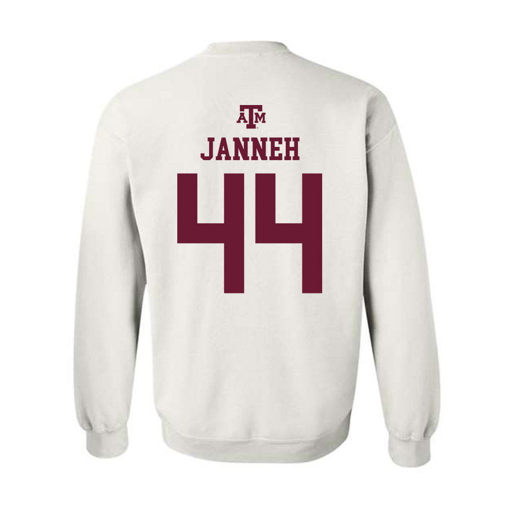 Texas A&M - NCAA Women's Basketball : Fats Janneh - White Out 2026 Crewneck Sweatshirt-1