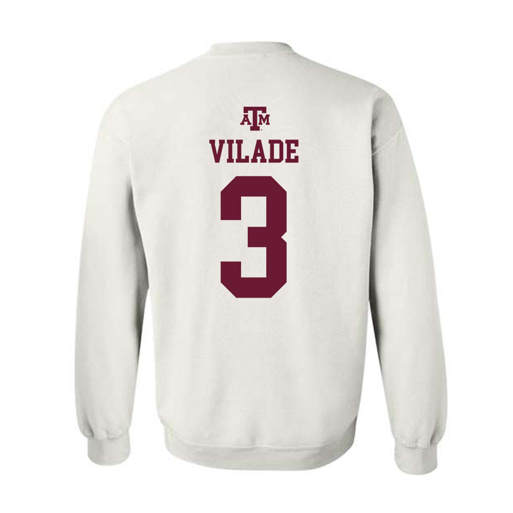 Texas A&M - NCAA Baseball : Trent Vilade - White Out 2026 Crewneck Sweatshirt-1