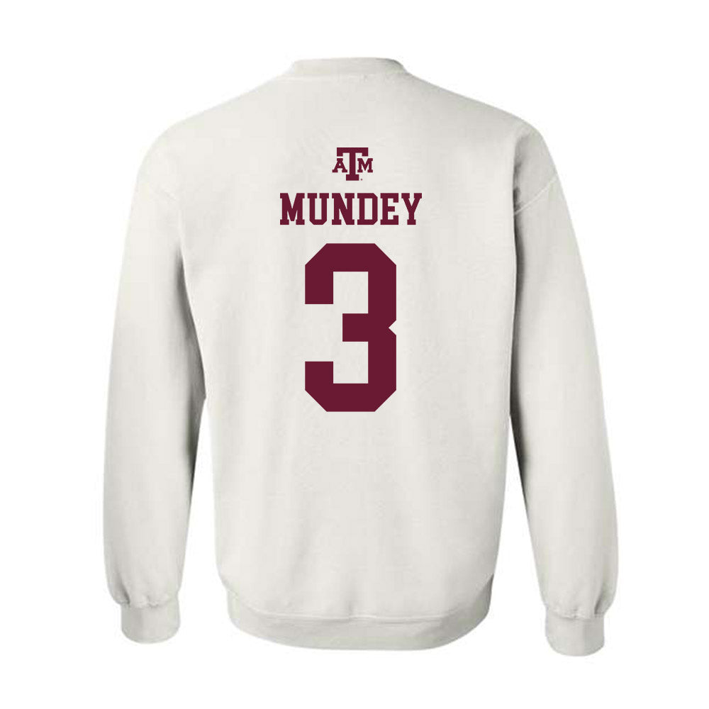 Texas A&M - NCAA Men's Basketball : Neiko Mundey - White Out 2026 Crewneck Sweatshirt-1
