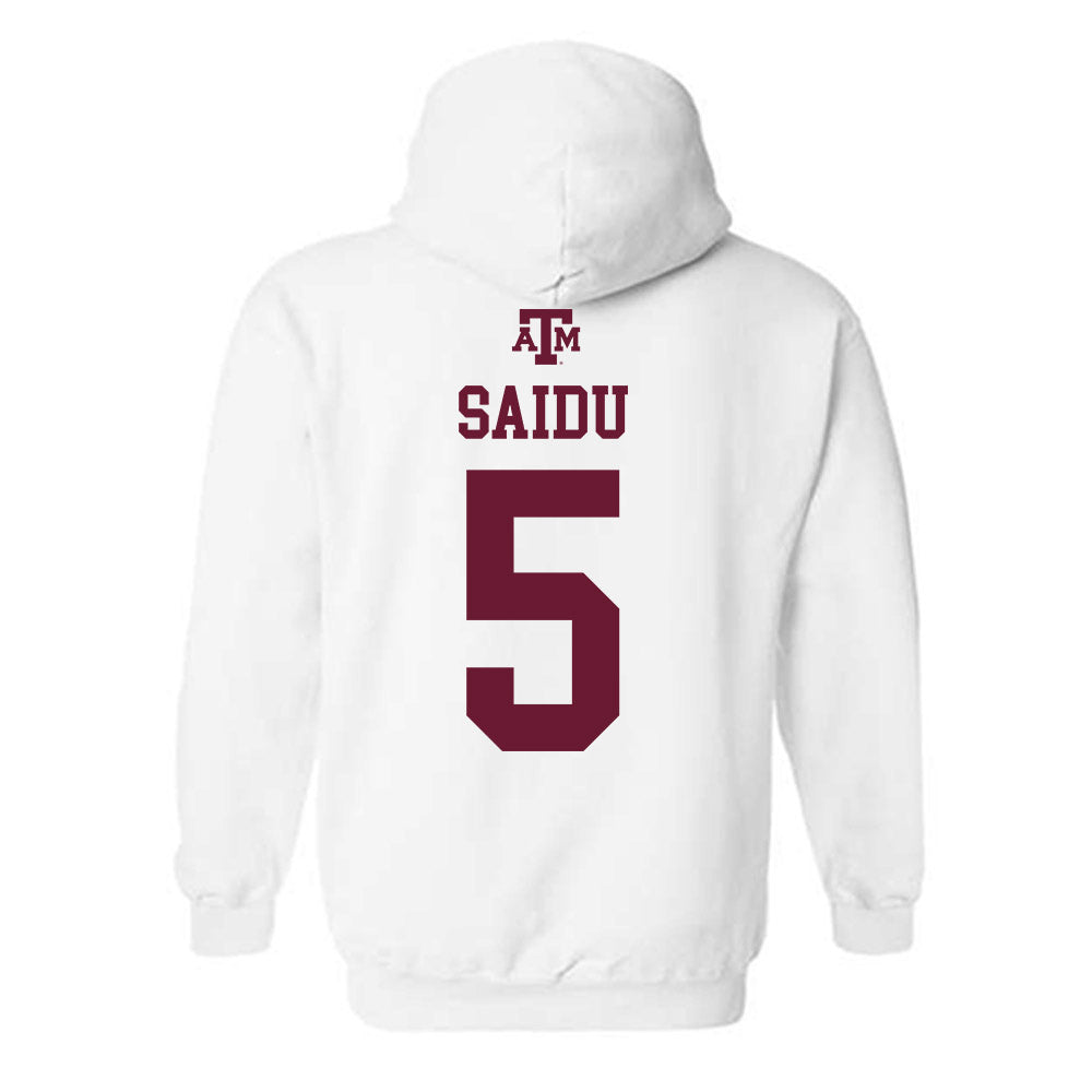 Texas A&M - NCAA Women's Basketball : Vanessa Saidu - White Out 2026 Hooded Sweatshirt-1